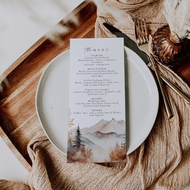 Boho Outdoor Mountain Wedding Menu Menükarte (Von Creator hochgeladen)