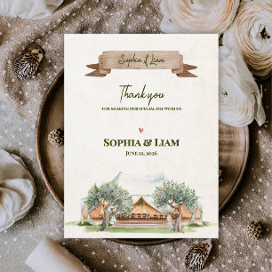 Boho Outdoor Zelt  Rustikale Camping-Hochzeit Dank Postkarte