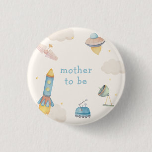 Boho Outer Space Rakete Baby Shower für werdende M Button