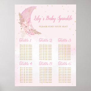 Boho Over the Moon Baby Shower Chart Poster