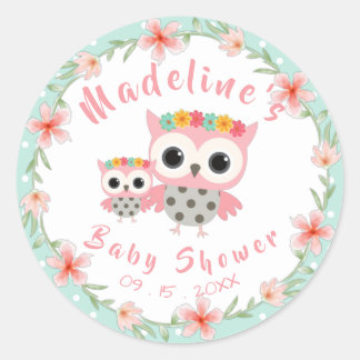 Boho Owl Baby Shower Stickers