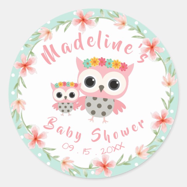Boho Owl Baby Shower Stickers (Vorderseite)