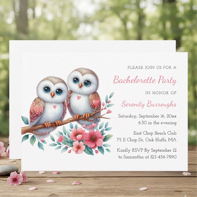 Boho Owl Couple Rustic Bachelorette Party Einladung (Von Creator hochgeladen)