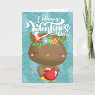 Boho Owl Happy Valentine's Day Karte