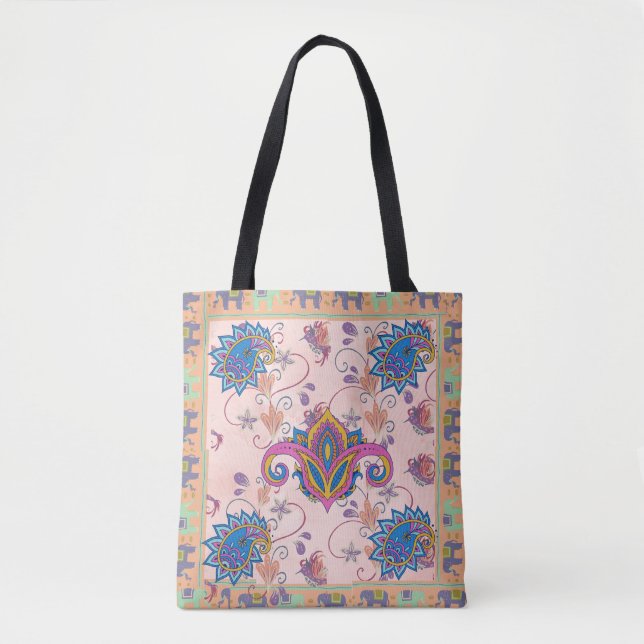 Boho paisley and elephant pattern_lmandala artwork tasche (Vorderseite)
