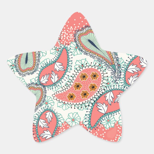 Boho Paisley Border Stern-Aufkleber (Vorderseite)