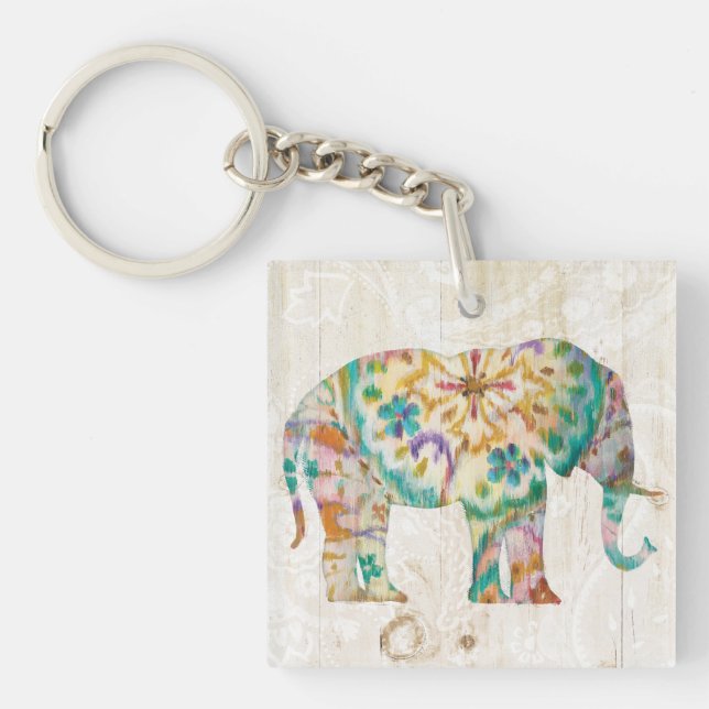 Boho Paisley Elefant I Schlüsselanhänger (Vorderseite)