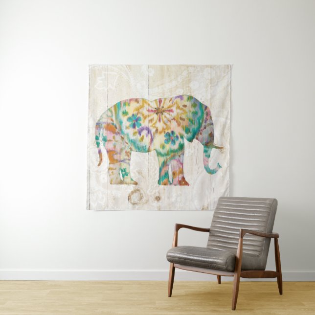 Boho Paisley Elefant I Wandteppich (Beispiel (Horizontal))