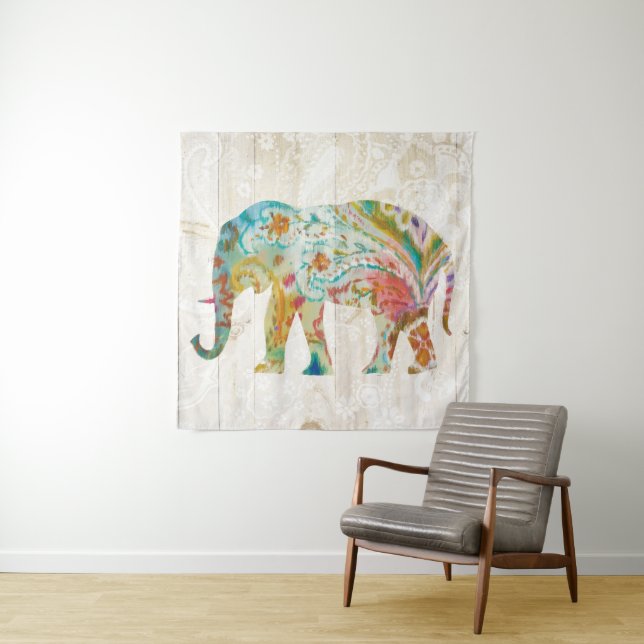 Boho Paisley Elefant II Wandteppich (Beispiel (Horizontal))