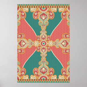 Boho Paisley Großes Kunstposter Poster
