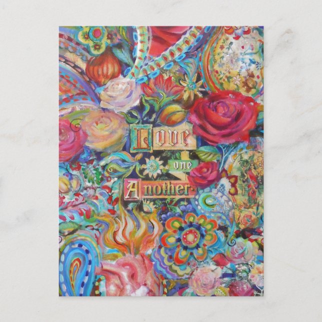 Boho Paisley Liebe Postcard Postkarte (Vorderseite)