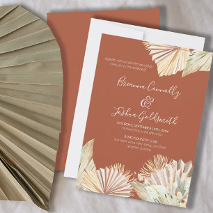 Boho Palm Airy Trockenes Laub Terrakotta Hochzeit Einladung