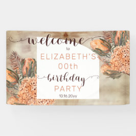 Boho Palm Blätter Hydrangea Geburtstagsparty Begrü Banner