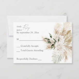 Boho Palm Leaf & Pampas & Beige Floral ni essen RSVP Karte
