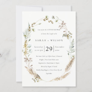 Boho Palm Pampas Grass Flora Couples Invitation do