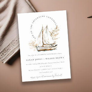 Boho Palm Sailboat Seascape Hochzeit Jahrestag Einladung