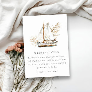 Boho Palm Sailboat Seascape Hochzeit wünschend gut Begleitkarte