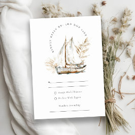 Boho Palm Sailboat Seascape Wasserfarbe Hochzeit RSVP Karte