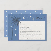 Boho Palm Springs Blue Wedding carte RSVP