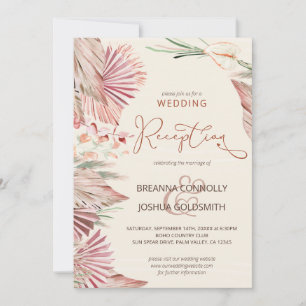 Boho-Palme getrocknetes Laub Hochzeitsempfang Nur Einladung