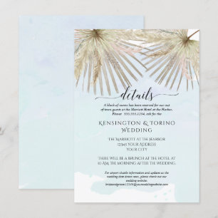 Boho-Palmen-Dschungel-Blattwerk Blaue Meeresdetail Einladung