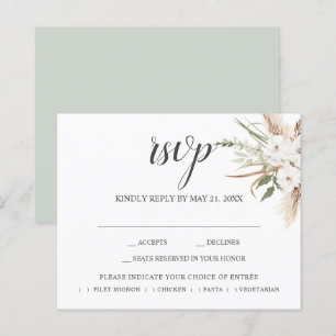 Boho Pampa Grass Blätter Wedding RSVP