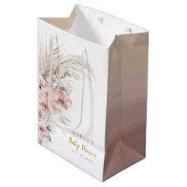 Boho Pampas Baby Duschgeschenk Beutel Pink Girl Mittlere Geschenktüte