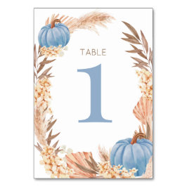 Boho Pampas blue Pumpkin Table number Tischnummer