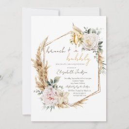 Boho Pampas Blume Brunch & Bubbly Brautparty Einladung