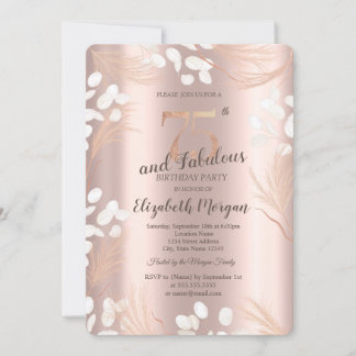Boho Pampas Blume Rose Gold 75. Geburtstag Einladung