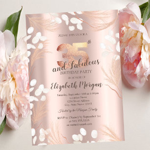 Boho Pampas Blumen Rose Gold 35. Geburtstag Einladung
