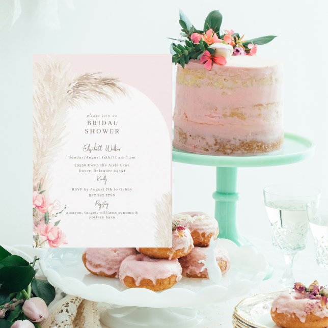 Boho Pampas Blush Brautparty Einladung (Von Creator hochgeladen)