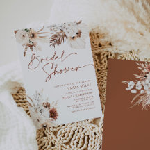 Boho Pampas Bridal Shower Invitation
