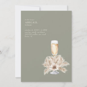 Boho Pampas Champagne Sage/Creme Brautparty Einladung