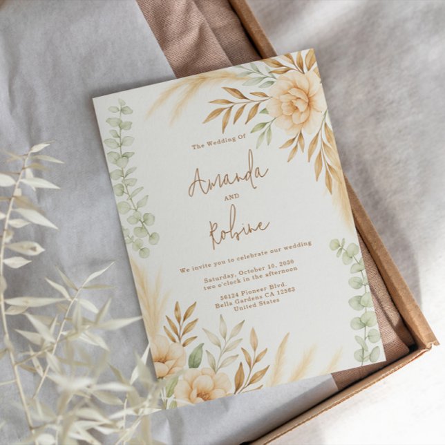 Boho Pampas & Eucalyptus Wedding Einladung (Von Creator hochgeladen)