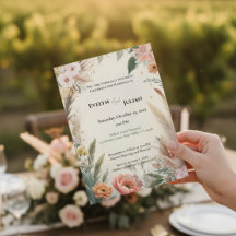 Boho Pampas Faire-part de mariage Floral Grass