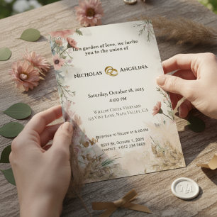 Boho Pampas Faire-part de mariage Floral Grass