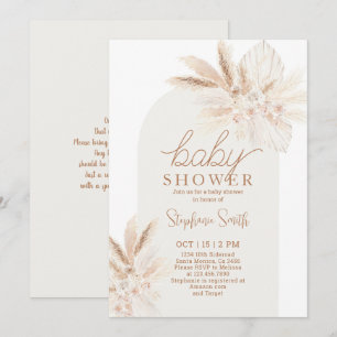 Boho Pampas Genre Neutre Baby shower Invitation