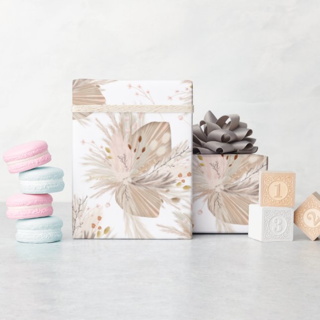 Boho Pampas getrocknetes Gras Wasserfarbmuster Wüs Geschenkpapier (Babyparty)