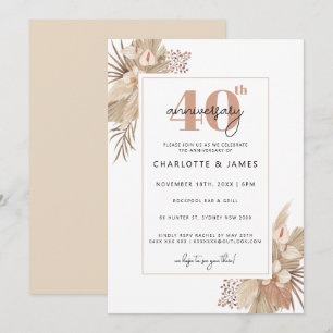Boho Pampas Gras 40. Hochzeitstag Einladung