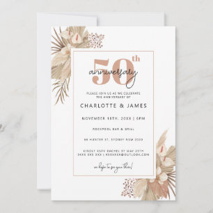 Boho Pampas Gras 50. Hochzeitstag Einladung