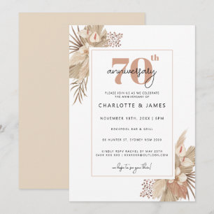 Boho Pampas Gras 70. Hochzeitstag Einladung