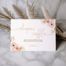 Boho Pampas Gras Baby Shower Windel-Raffle-Karte