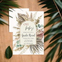 Boho Pampas Gras Geschlechter Enthüllungs Einladun