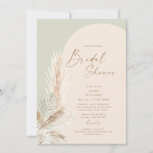 Boho Pampas Gras Gold Geometrisch Salbei Braut Einladung