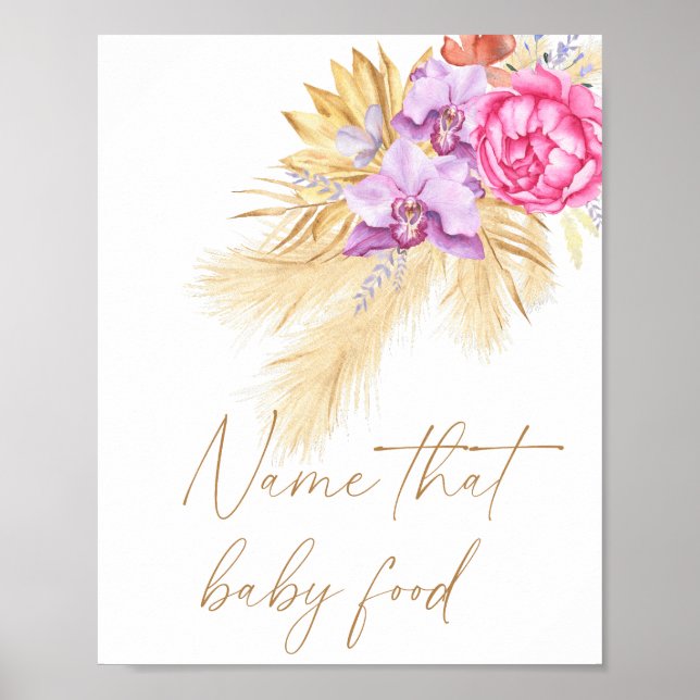 Boho pampas gras - Name für Babynahrung Poster (Vorne)