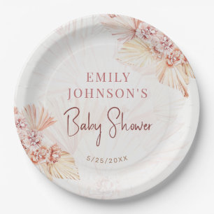 Boho Pampas Gras neutrale Babyparty Boheme Pappteller