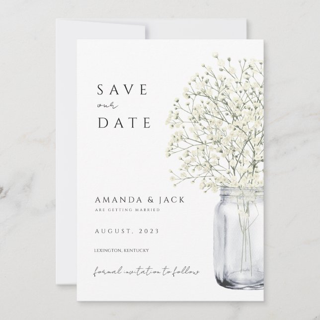 Boho Pampas Gras Save the Date minimalistisch Einladung (Vorderseite)