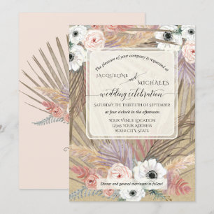 BOHO Pampas Gras Weiße Blüte Rustikal neutral Einladung