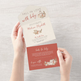 Boho Pampas Graskürbis fallen in Liebe mit Baby All In One Einladung